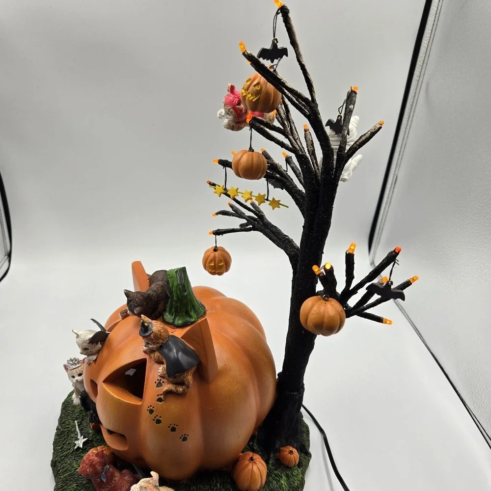 Bradford Exchange Purr-Fectly Mischievous Halloween Tree‎ Cat Kittens Lighted